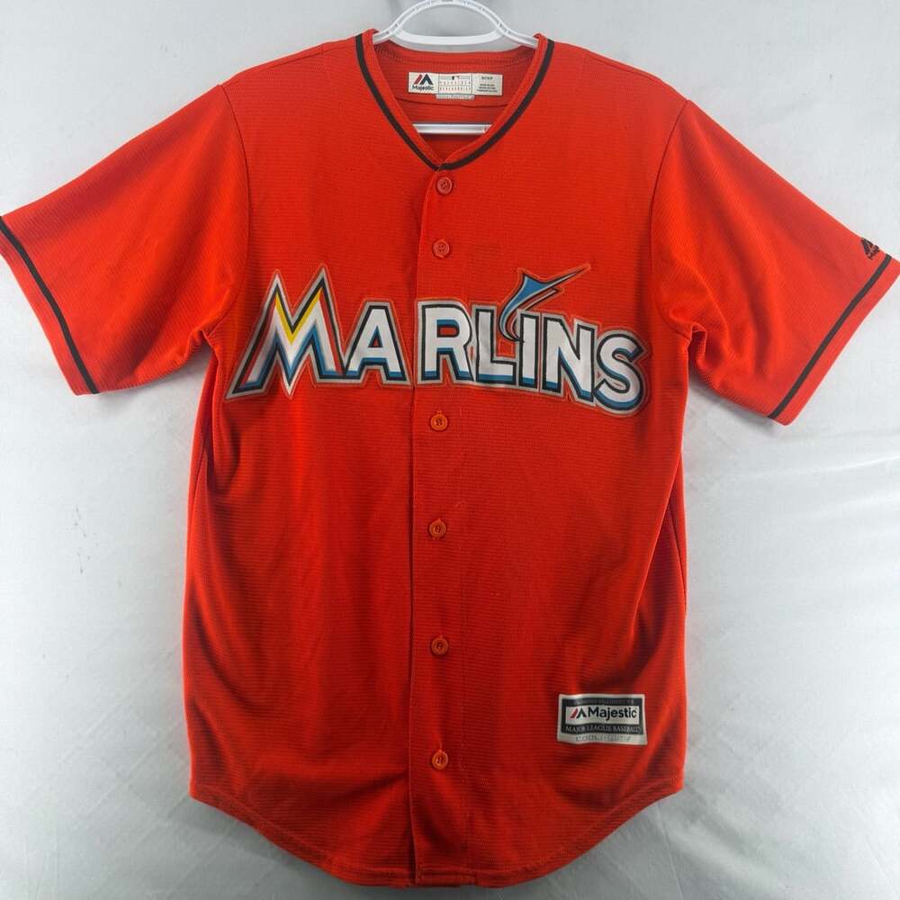 1521 Majestic Miami Marlins Baseball Jersey Size S Orange